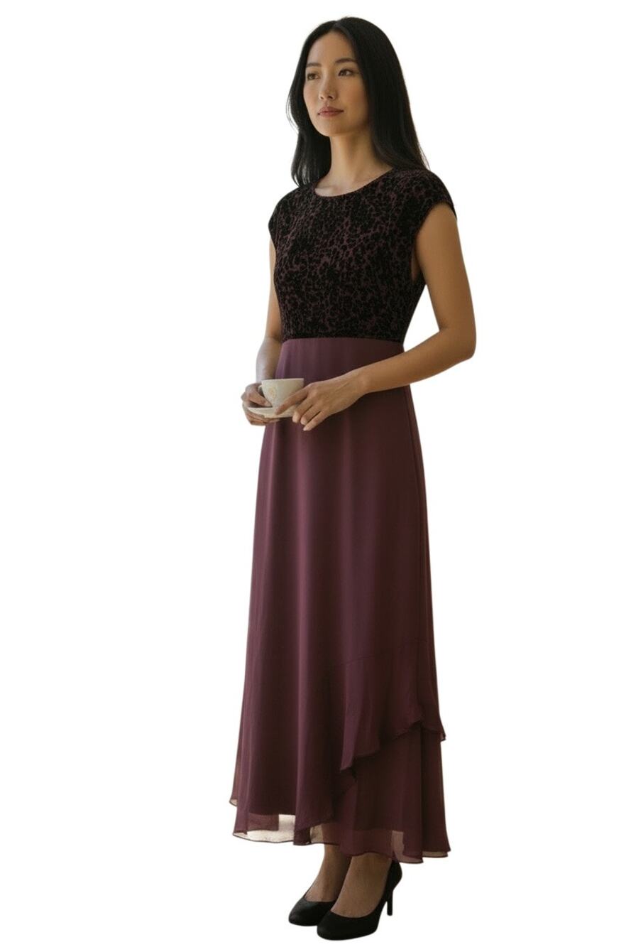 Vintage Talbots Elegant Asymmetrical Dress in Deep Purple size 16P